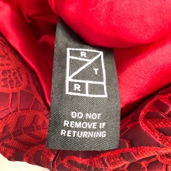 ML Monique Lhuiller Red Brocade Lorax and Lace Dress Sz 4 - Picture 9 of 11